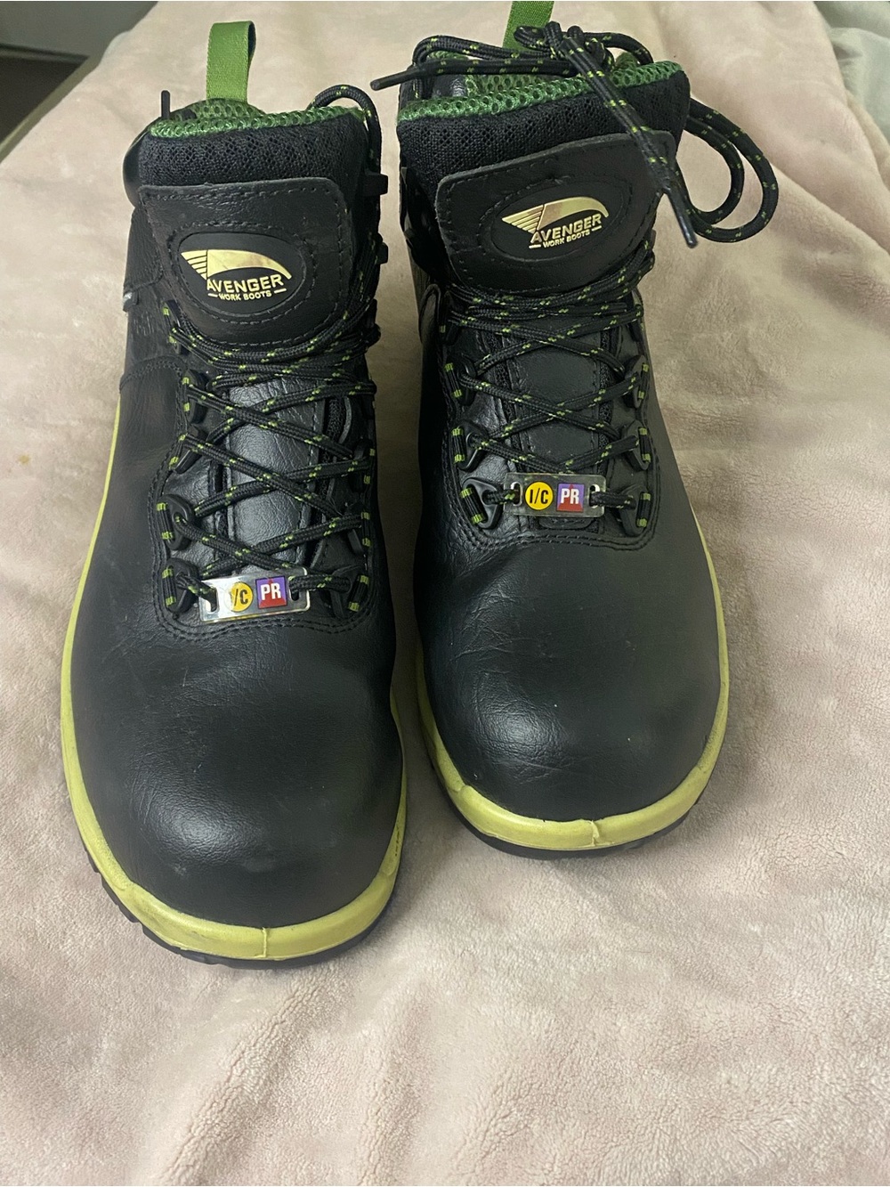 Avenger Safety Work Boots in Black with Lime Accents